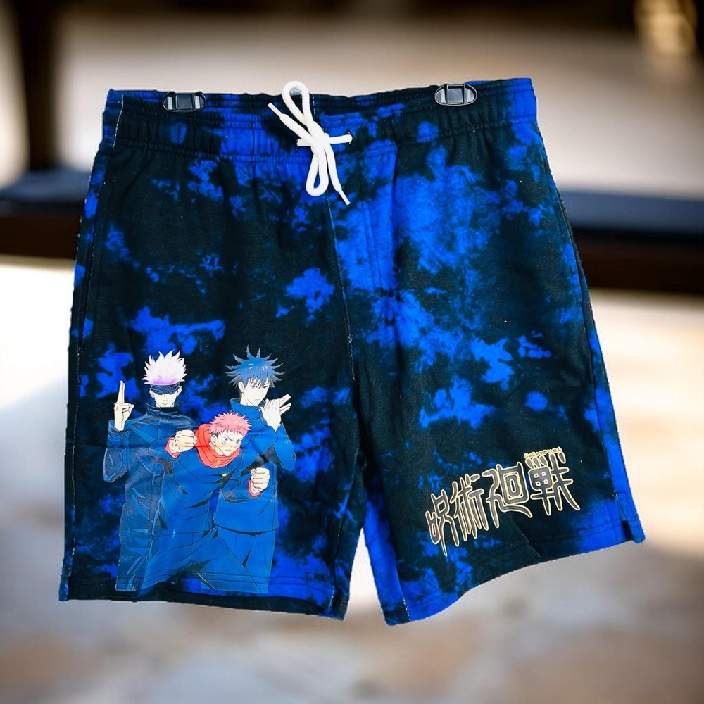 Hot Topic Jujutsu Kaisen Tie‎ Dye Lounge Shorts Mens Medium Fleece Lined
